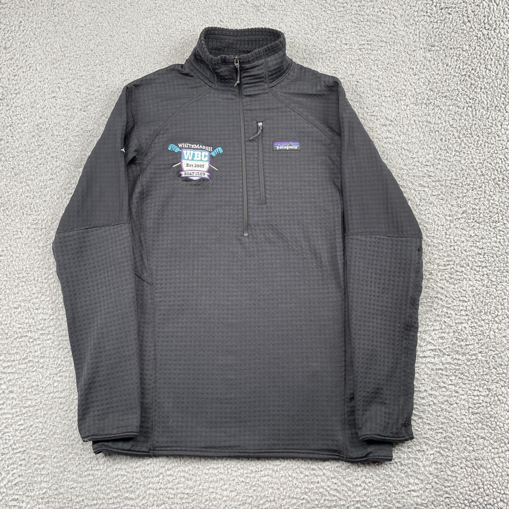 Patagonia Pullover Womens Medium Black R1 Whitemarsh Boat Club Polartec Fleece